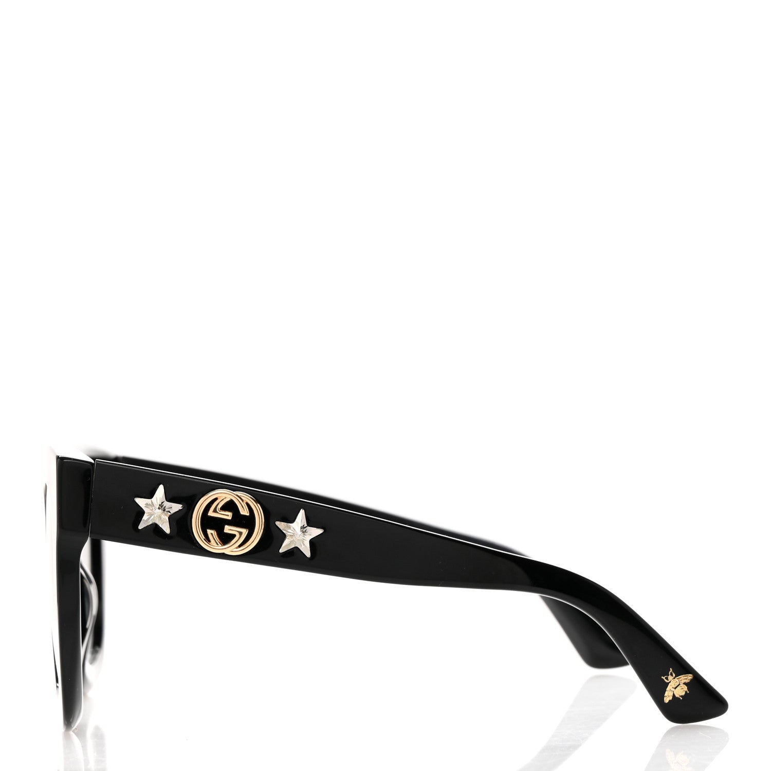Gucci Acetate Crystal Star Round Frame Sunglasses GG0208S Black 4 of 8