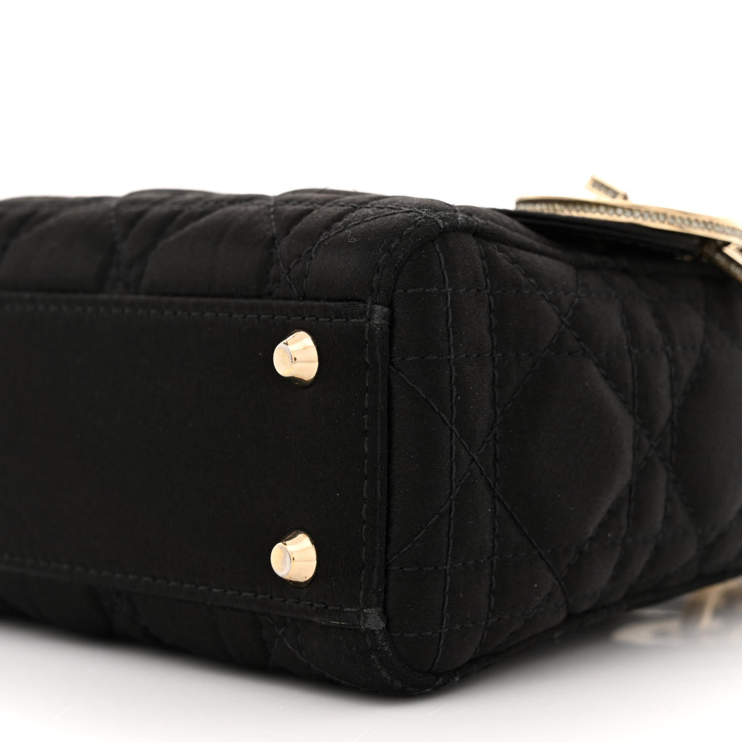 Satin Swarovski Crystal Cannage Mini Lady Dior Black