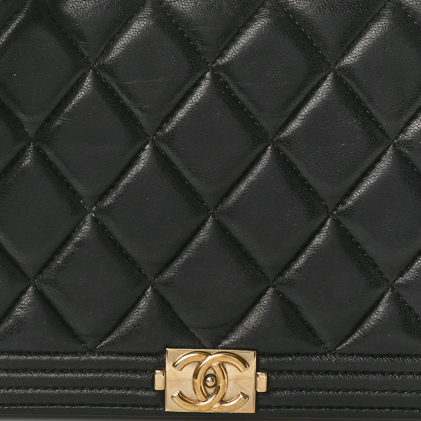 Lambskin Quilted Boy Wallet On Chain WOC Black