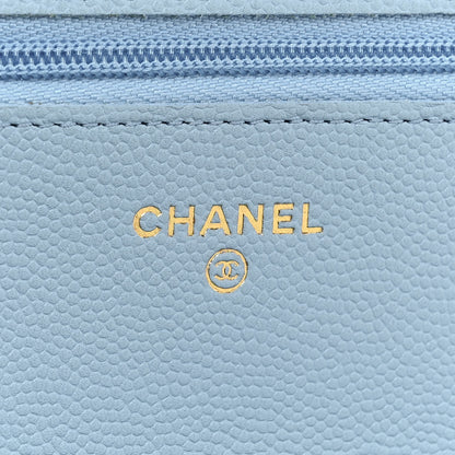 Chanel Caviar Quilted Wallet on Chain WOC Light Blue 7 of 16