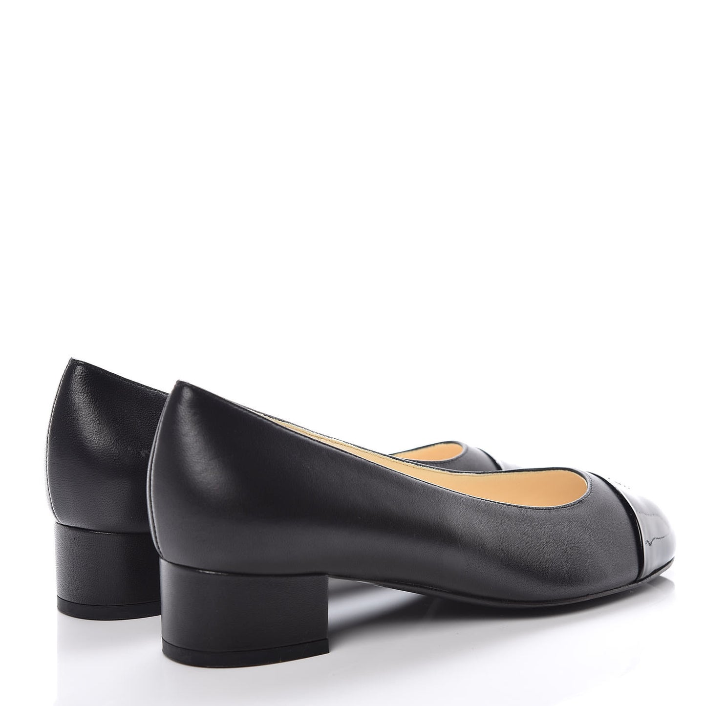 Lambskin Patent CC Cap Toe Pumps 37 Black