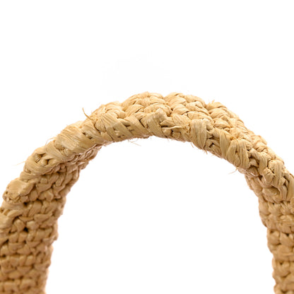Prada Yarn Raffia Effect Crochet Striped Small Logo Tote Naturale Petalo 11 of 11