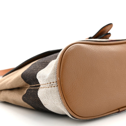 Burberry Mega Check Grainy Calfskin Small Gowan Messenger Bag Saddle Brown 10 of 17