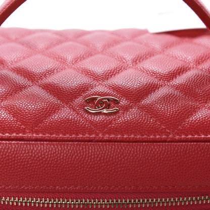 Chanel Grained Shiny Calfskin Quilted Large Vanity Pouch Red 10 of 11