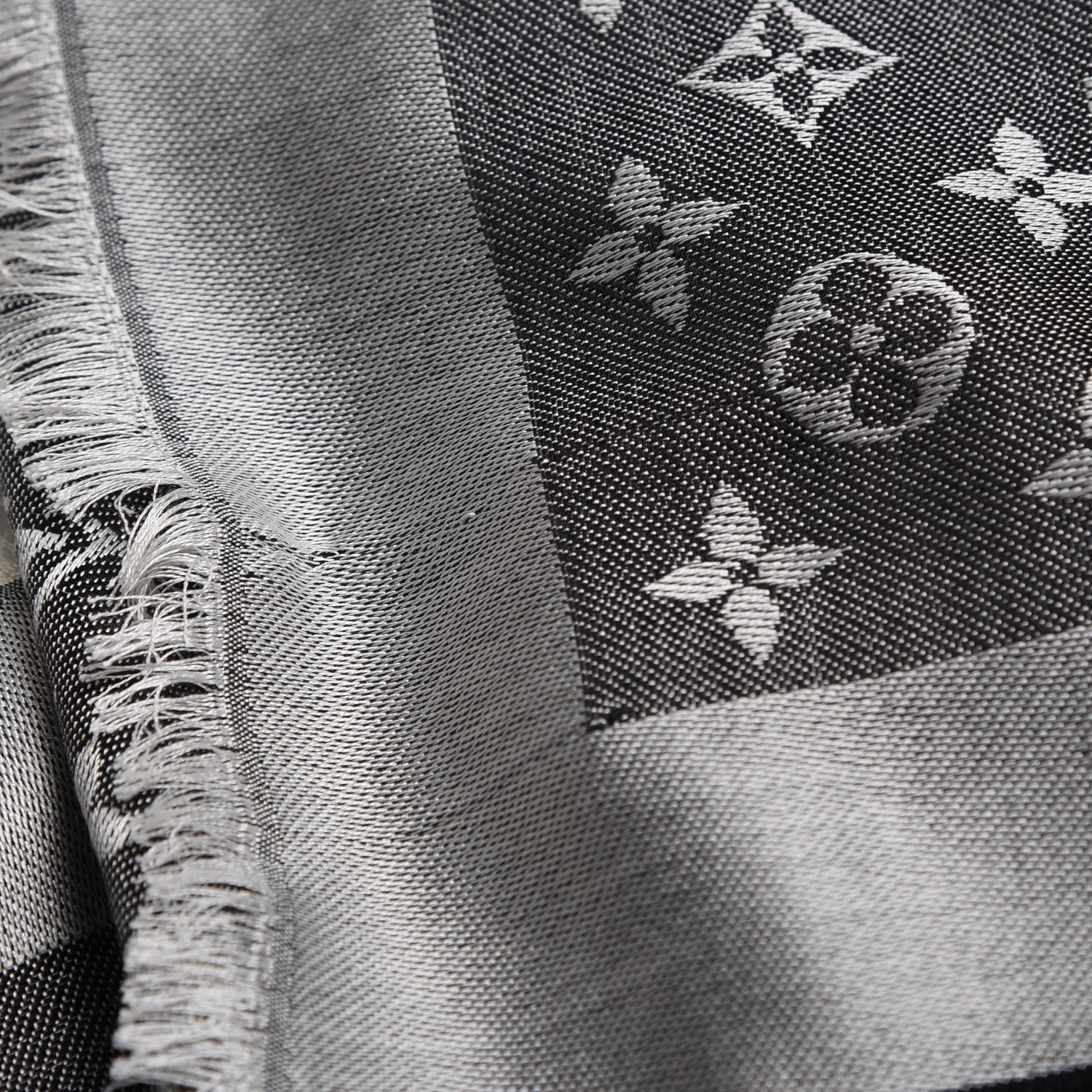 Louis Vuitton Wool Silk Monogram Denim Shawl Black 5 of 5