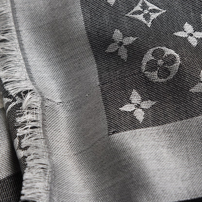 Louis Vuitton Wool Silk Monogram Denim Shawl Black 5 of 5