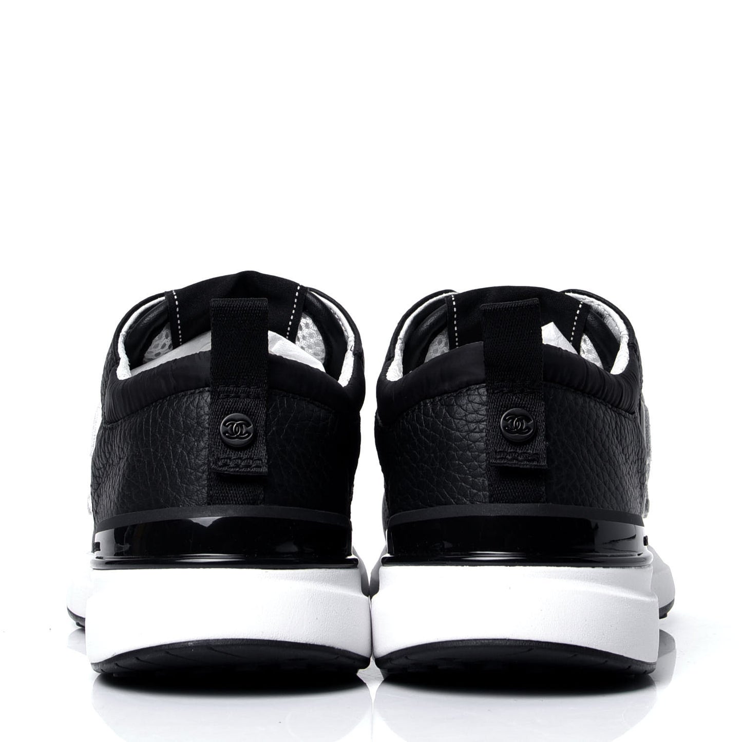 Calfskin Mesh Lycra Suede Womens Logo Sneakers 37 Black