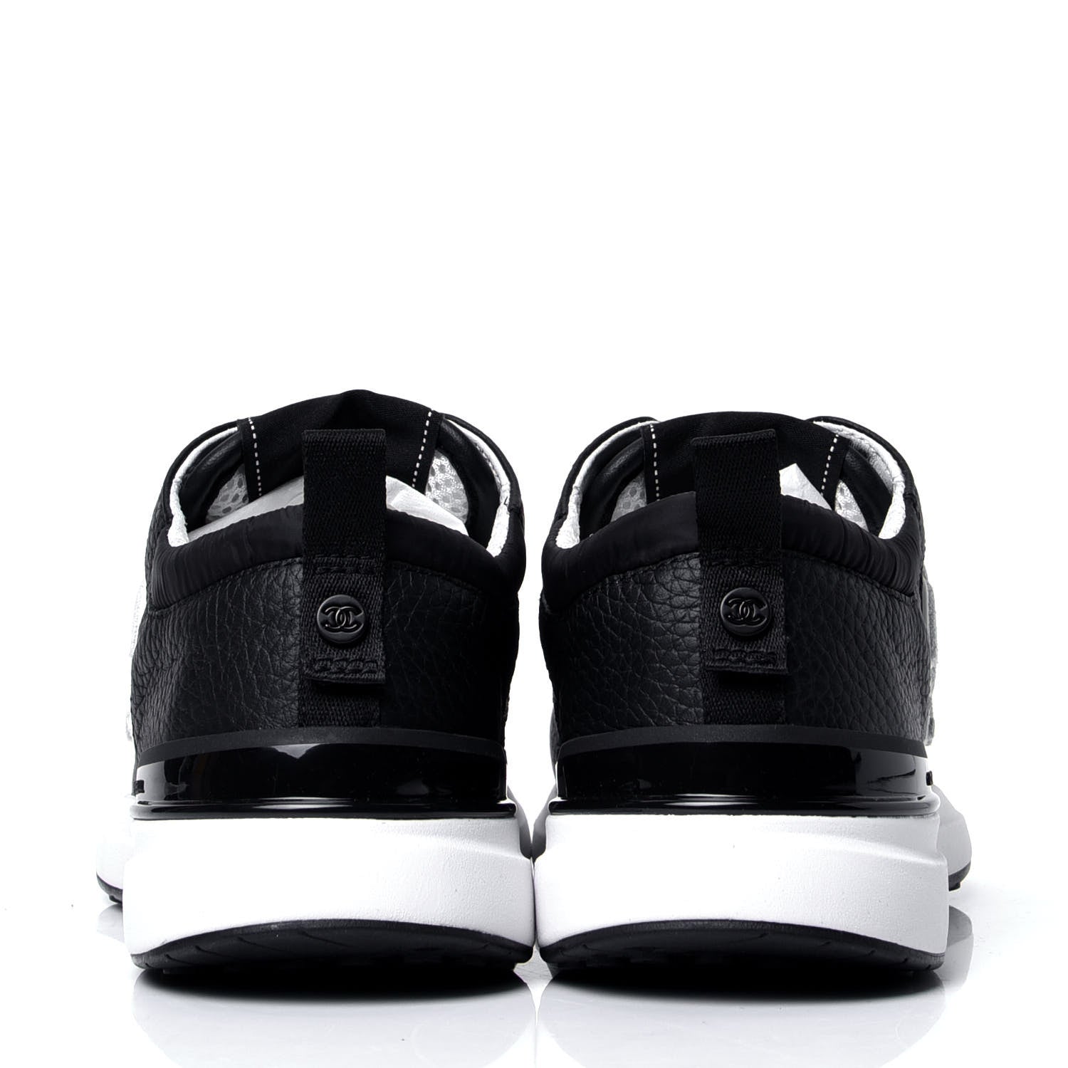 Chanel Calfskin Mesh Lycra Suede Womens Logo Sneakers 37 Black 4 of 6