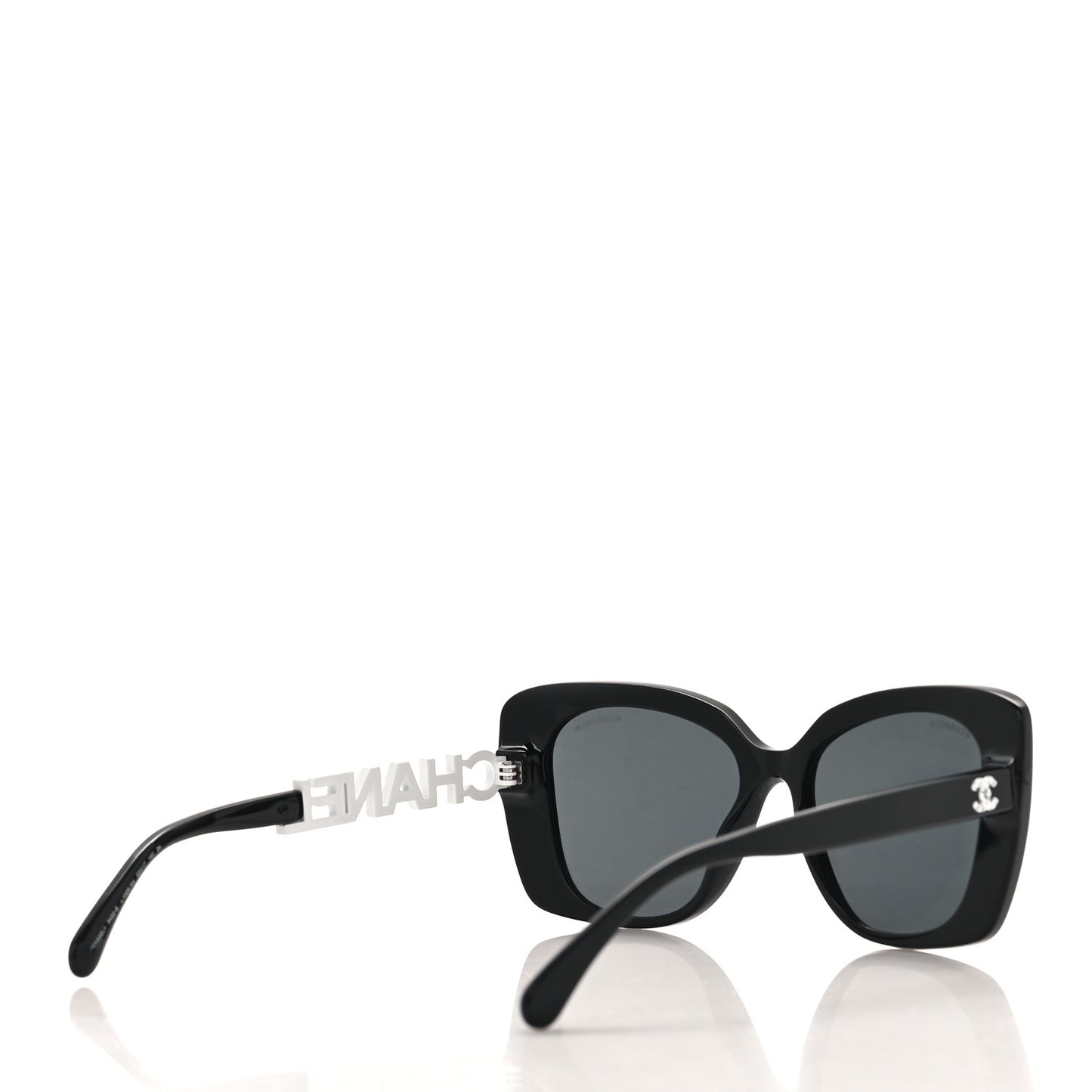 Acetate Strass Square Sunglasses 5422-B Black White