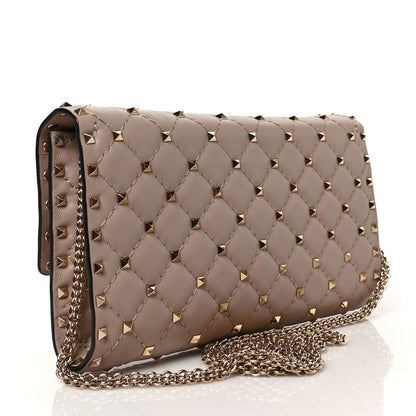 Valentino Garavani Nappa Rockstud Spike Wallet On Chain Poudre 3 of 8