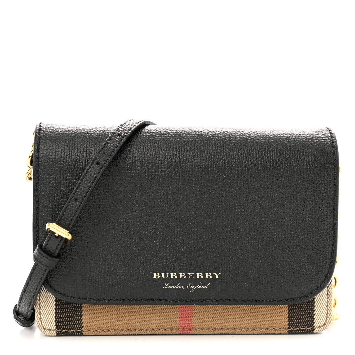 Burberry Calfskin Vintage Check Small Loxley Crossbody Black 1 of 9