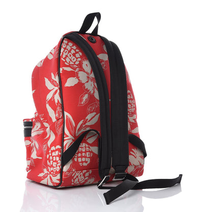 Saint Laurent Canvas Hawaiian Hibiscus Print City Backpack Red Ivory 3 of 9
