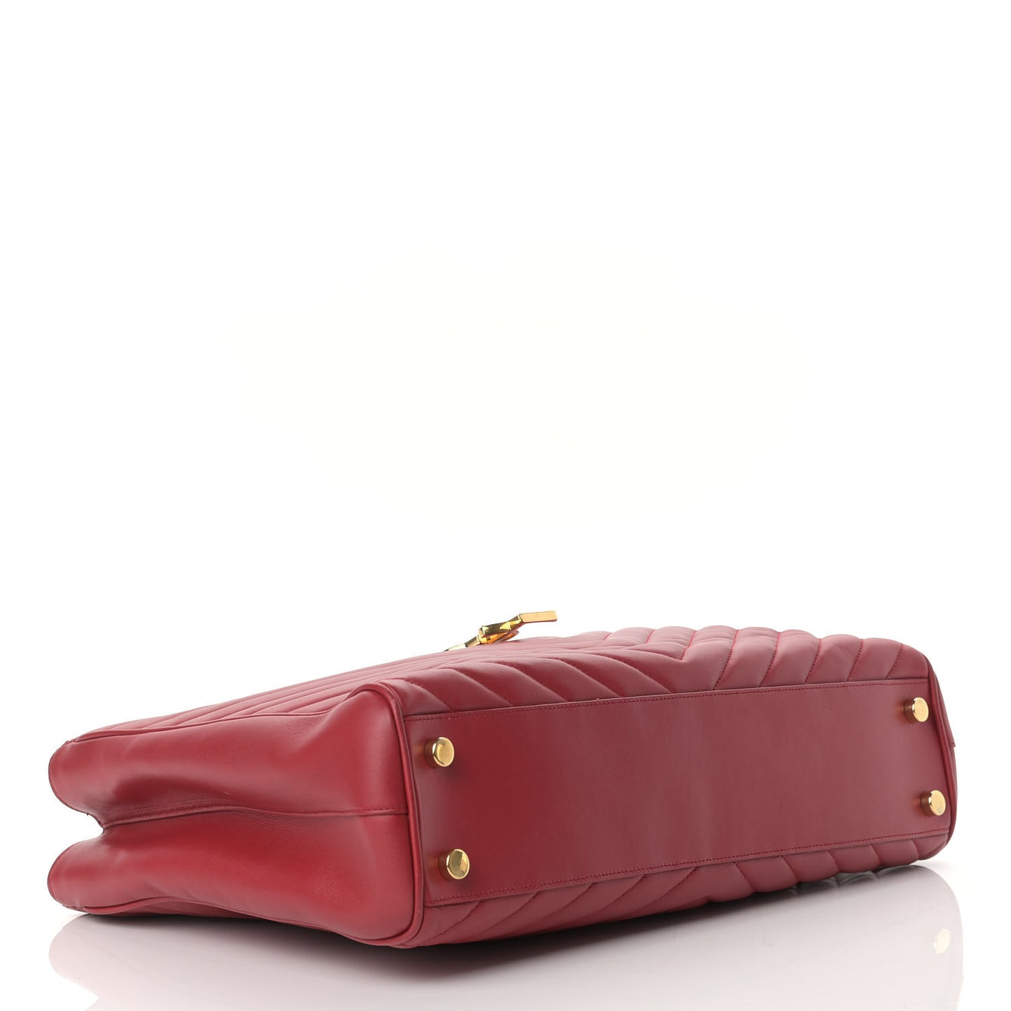 Smooth Calfskin Matelasse Chevron Monogram Shopping Bag Red