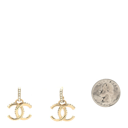 Chanel Metal Baguette Crystal CC Drop Earrings Gold 2 of 4