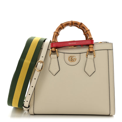 Gucci Textured Dollar Calfskin Web Small Diana Tote Bag Mystic White 1 of 10