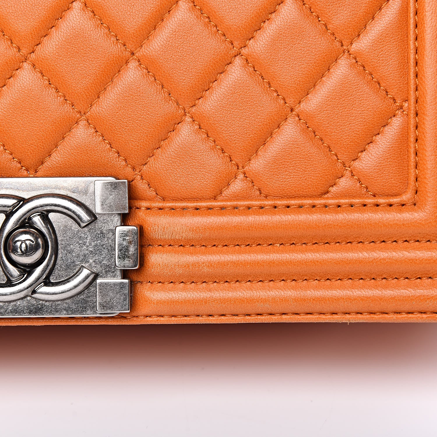 Chanel Lambskin Quilted Medium Boy Flap Orange 15 of 16