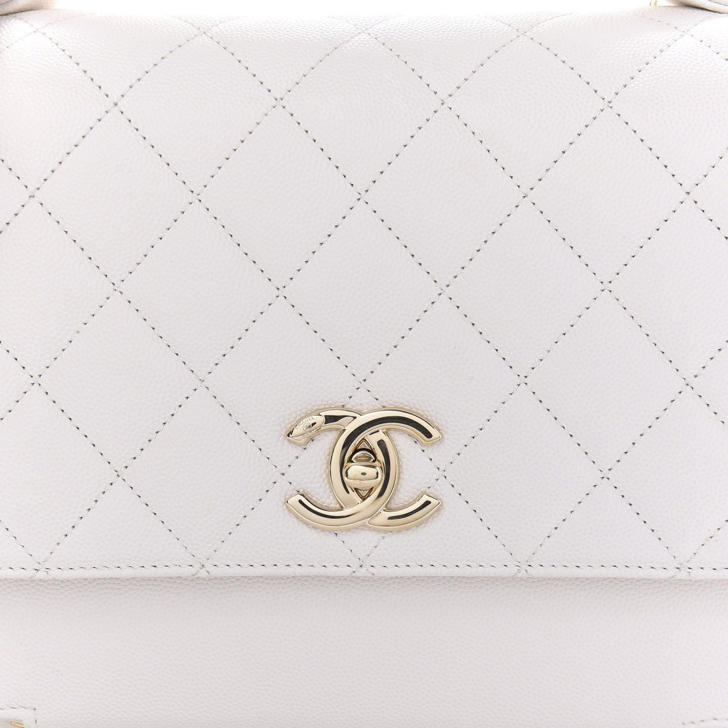 Caviar Quilted Large Business Affinity Flap White