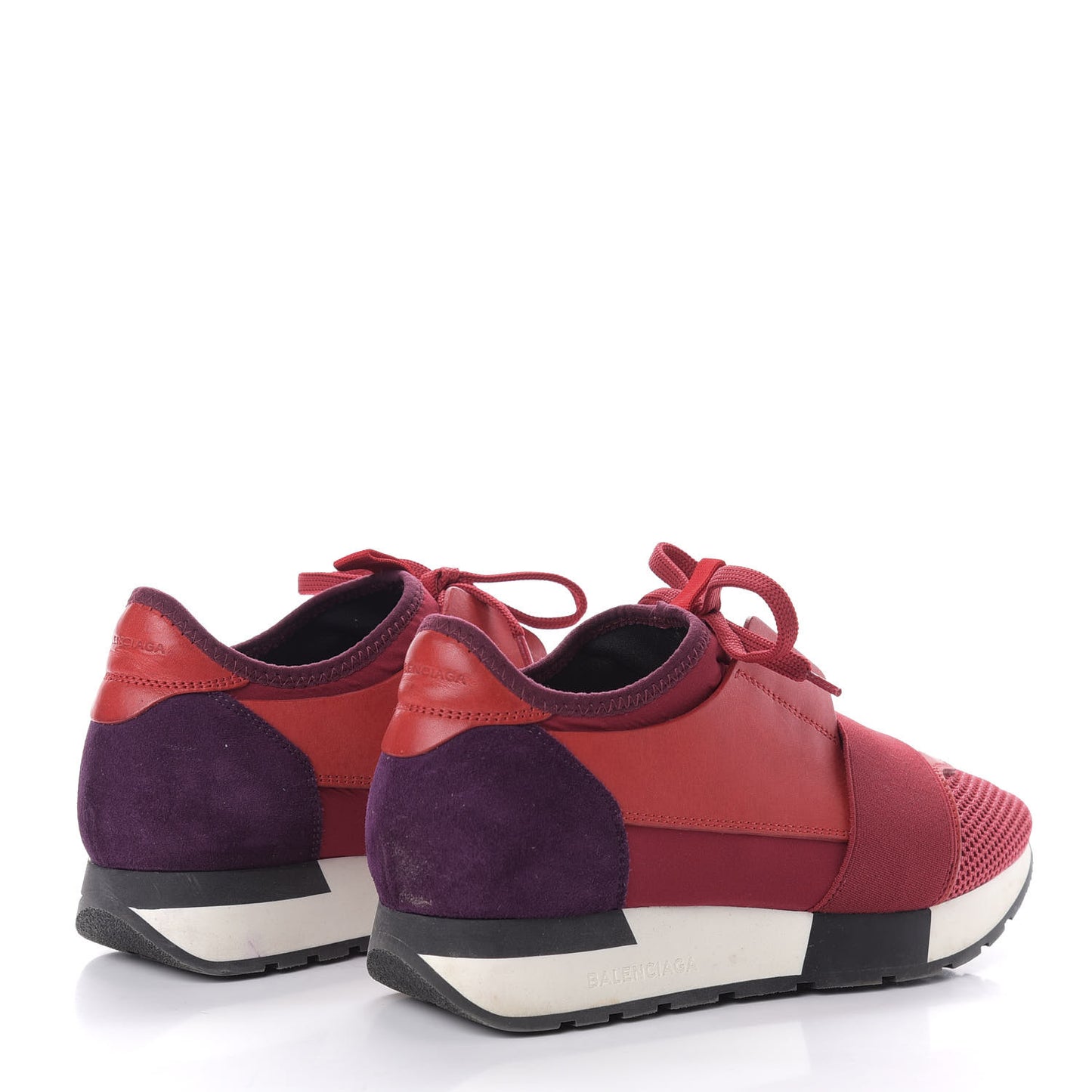 Mesh Calfskin Neoprene Suede Womens Race Runner Sneakers 37 Rouge Violet