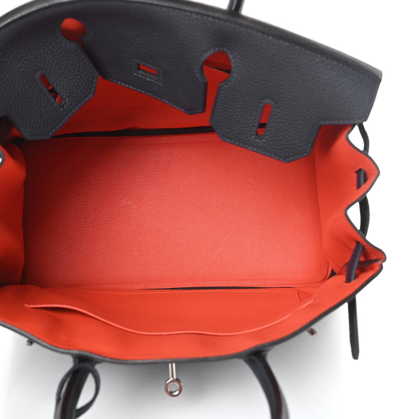 Togo Birkin Verso 30 Bleu Nuit Orange Poppy