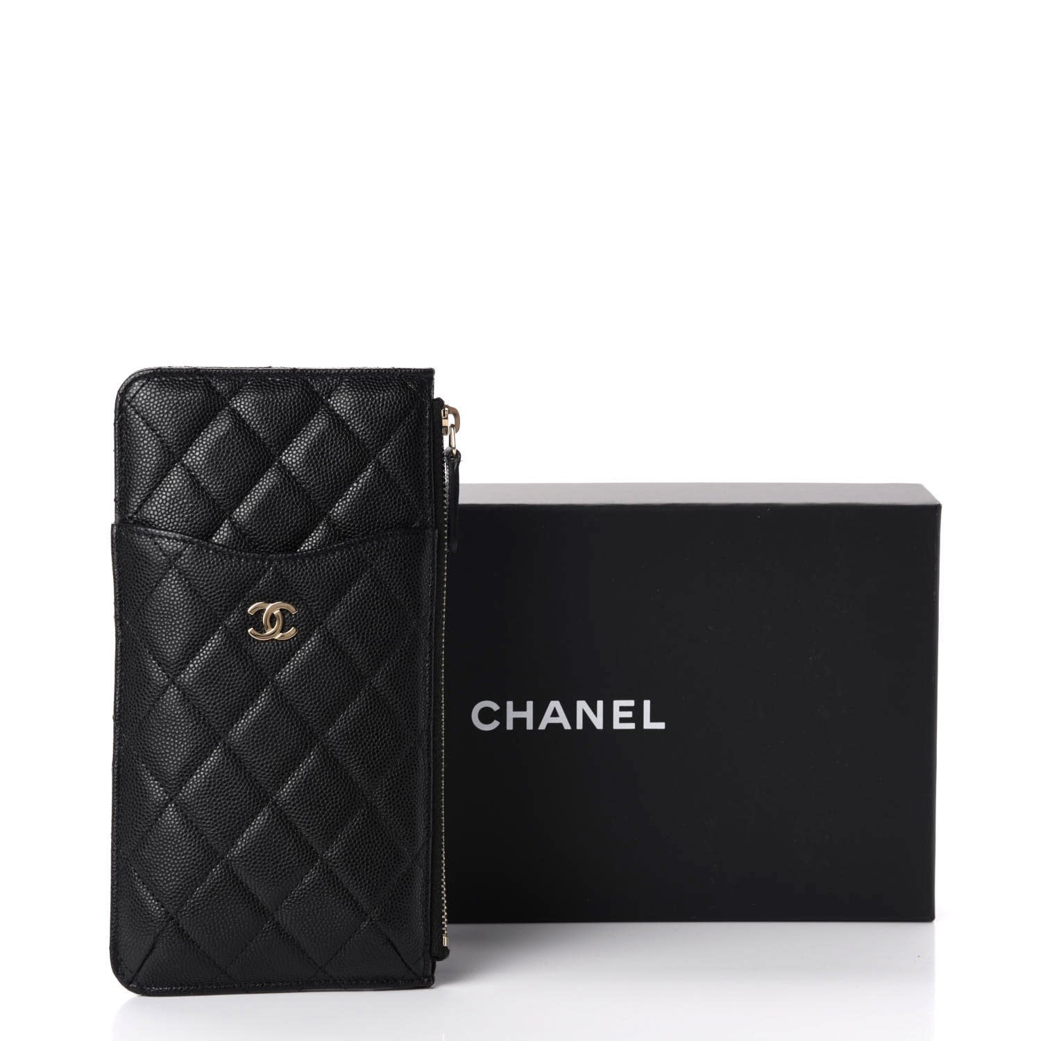 Chanel Caviar Quilted Classic Flat Wallet Pouch Black 9 of 9