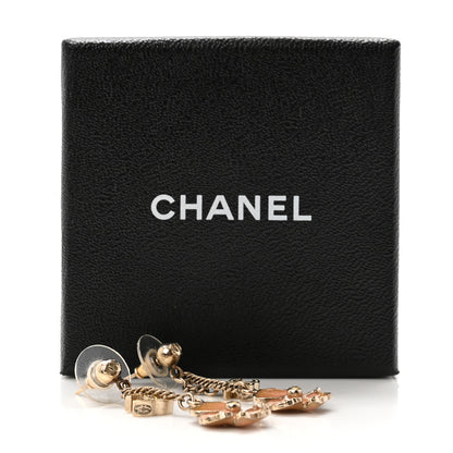 Chanel Enamel Crystal CC Camellia Drop Earrings Pink Gold 5 of 5