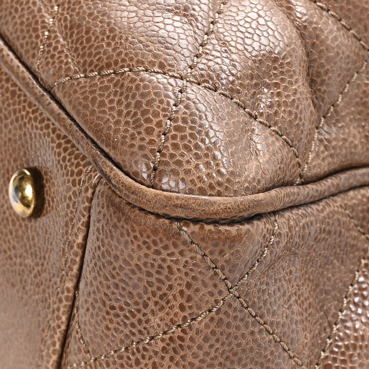 Glazed Caviar Quilted Small Shiva Tote Beige
