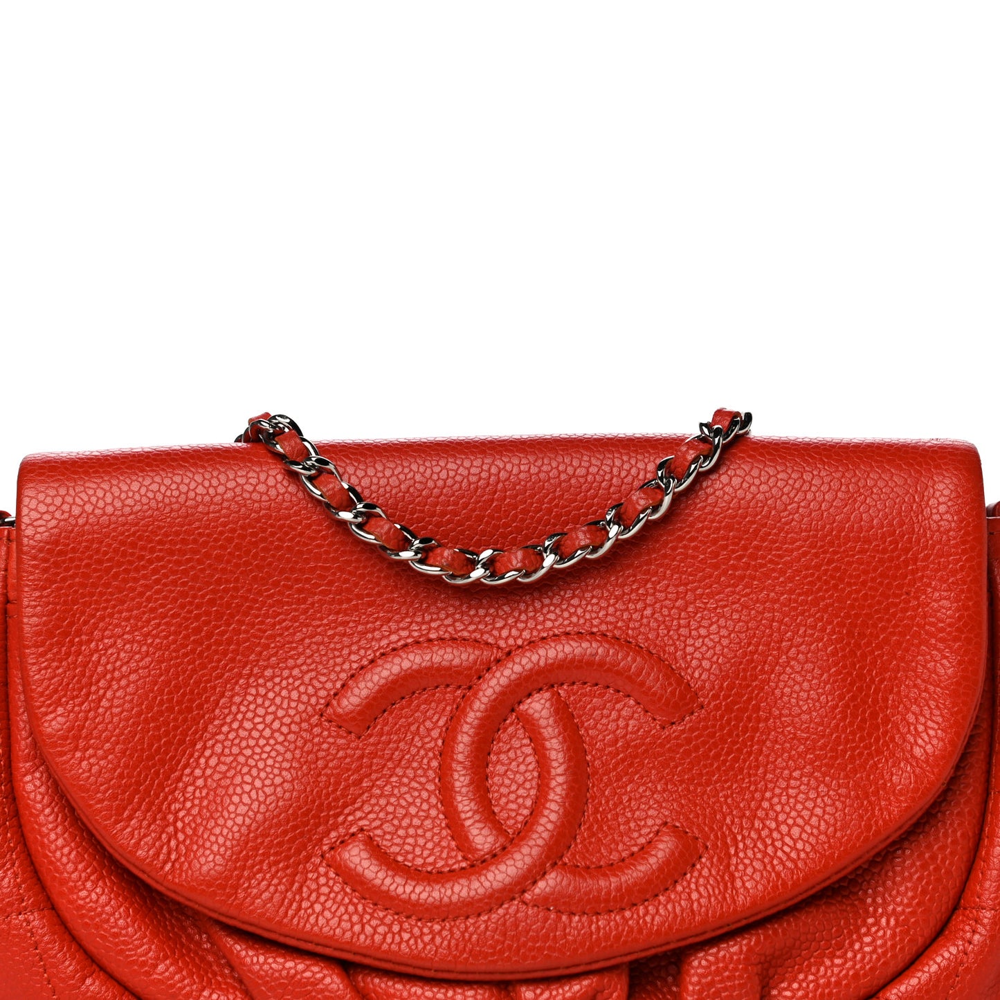 Lambskin Half Moon Wallet On Chain WOC Red