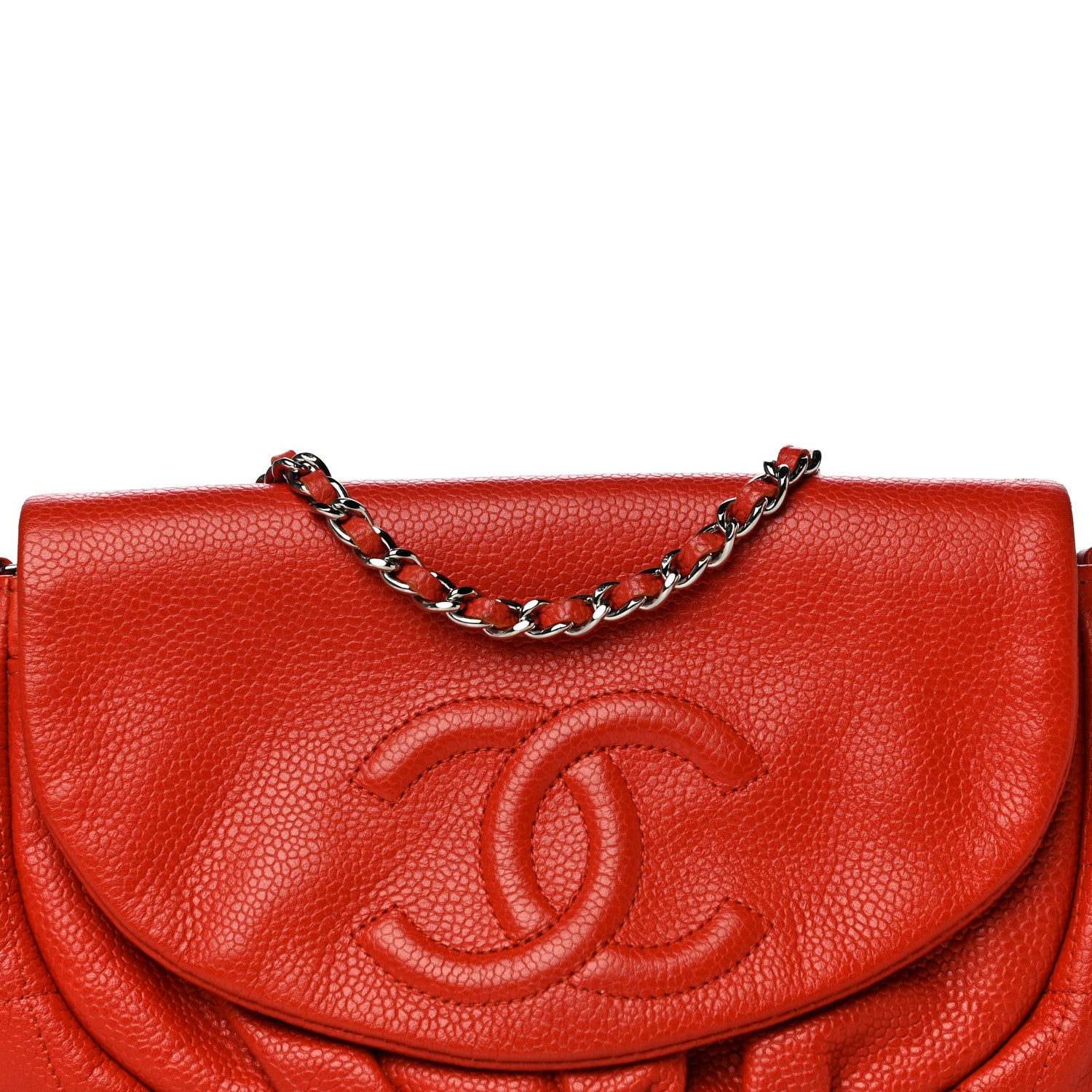 Chanel Lambskin Half Moon Wallet On Chain WOC Red 9 of 13