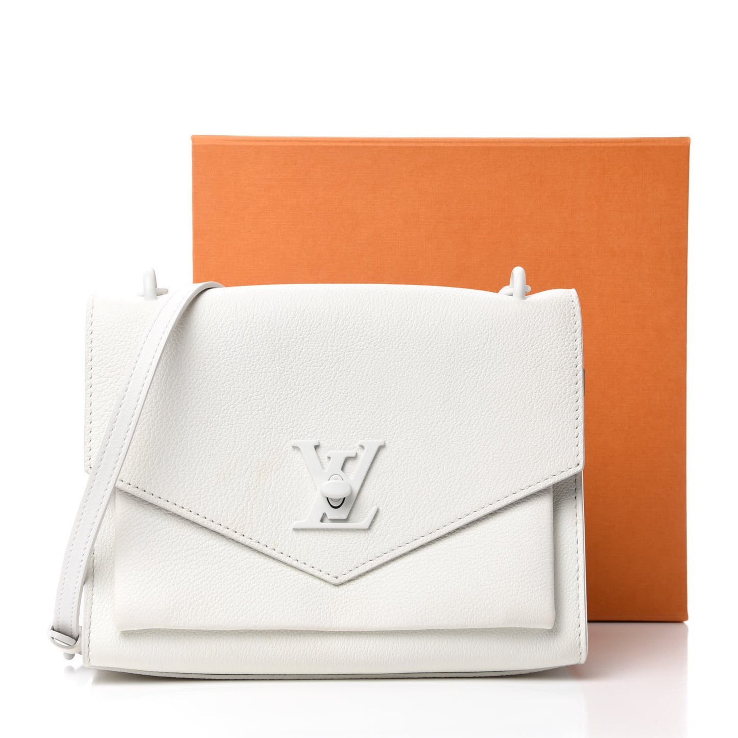 Soft Calfskin Mylockme Chain Bag BB White