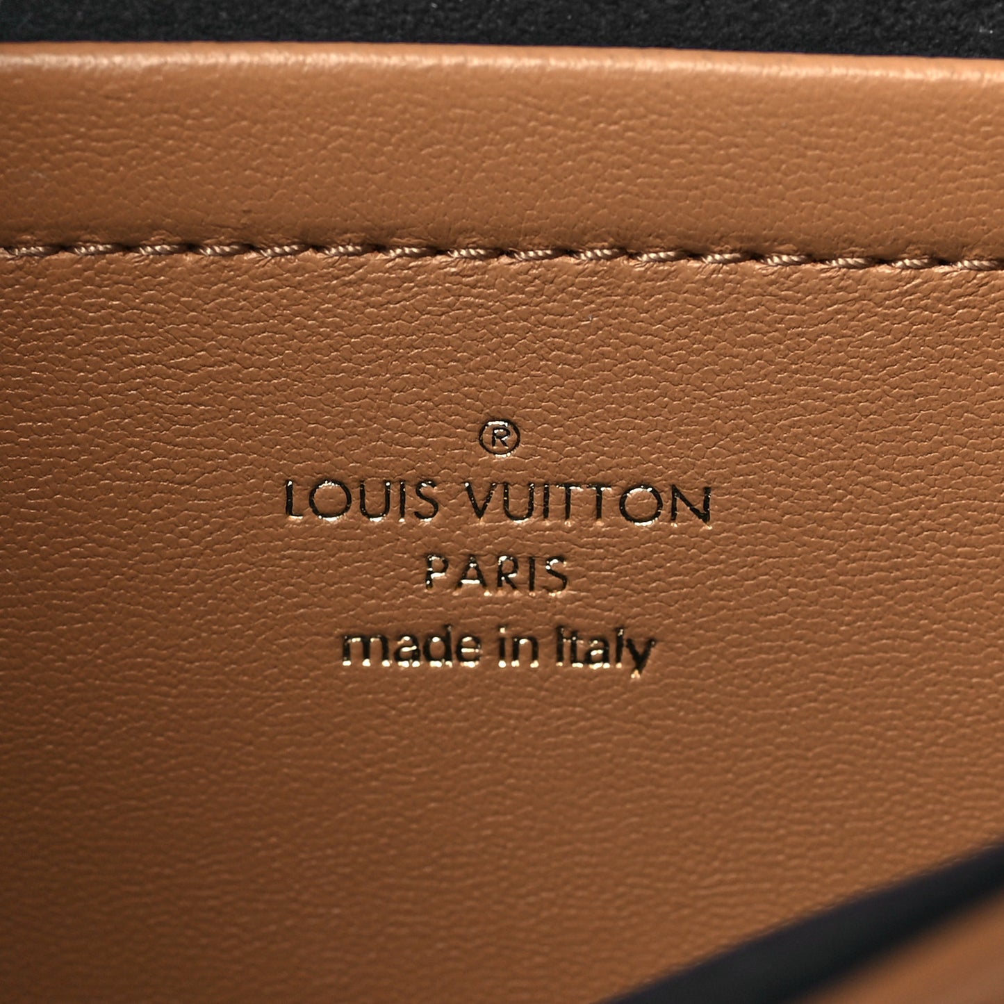 Lambskin Embossed Monogram Pochette Coussin Camel