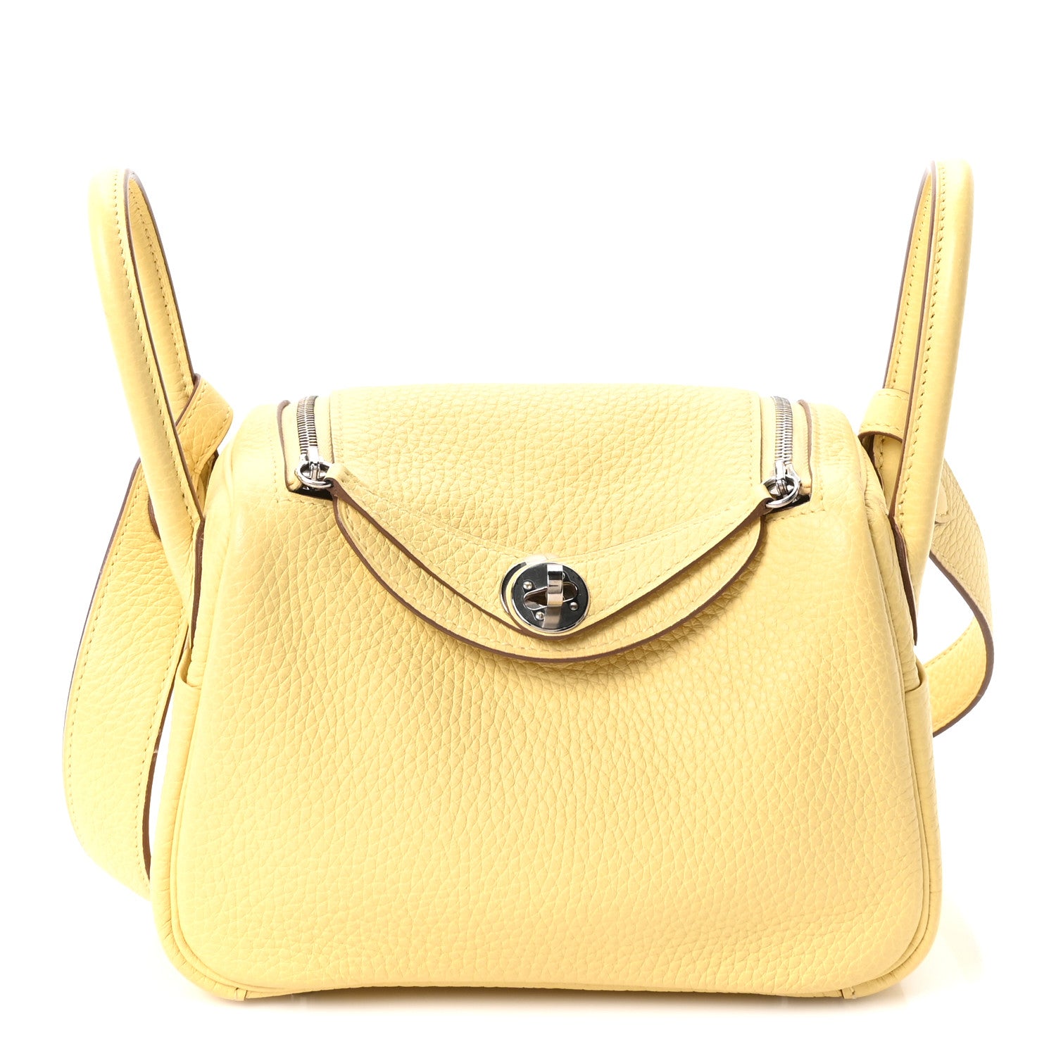 Hermes Taurillon Clemence Verso Mini Lindy 20 Jaune Poussin Craie 1 of 10