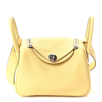 Hermes Taurillon Clemence Verso Mini Lindy 20 Jaune Poussin Craie 1 of 10