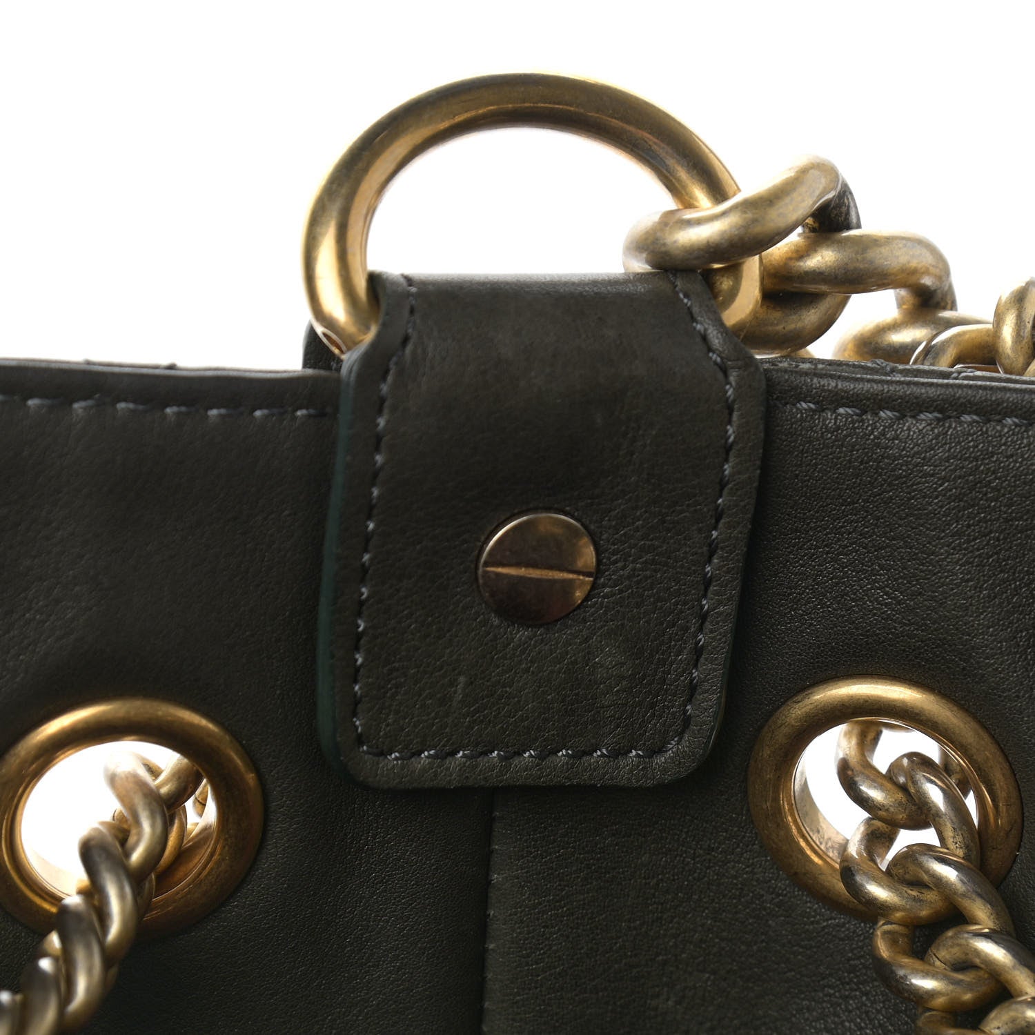 Chanel Calfskin Quilted Small On My Shoulder Drawstring Bag Dark Green 8 of 11