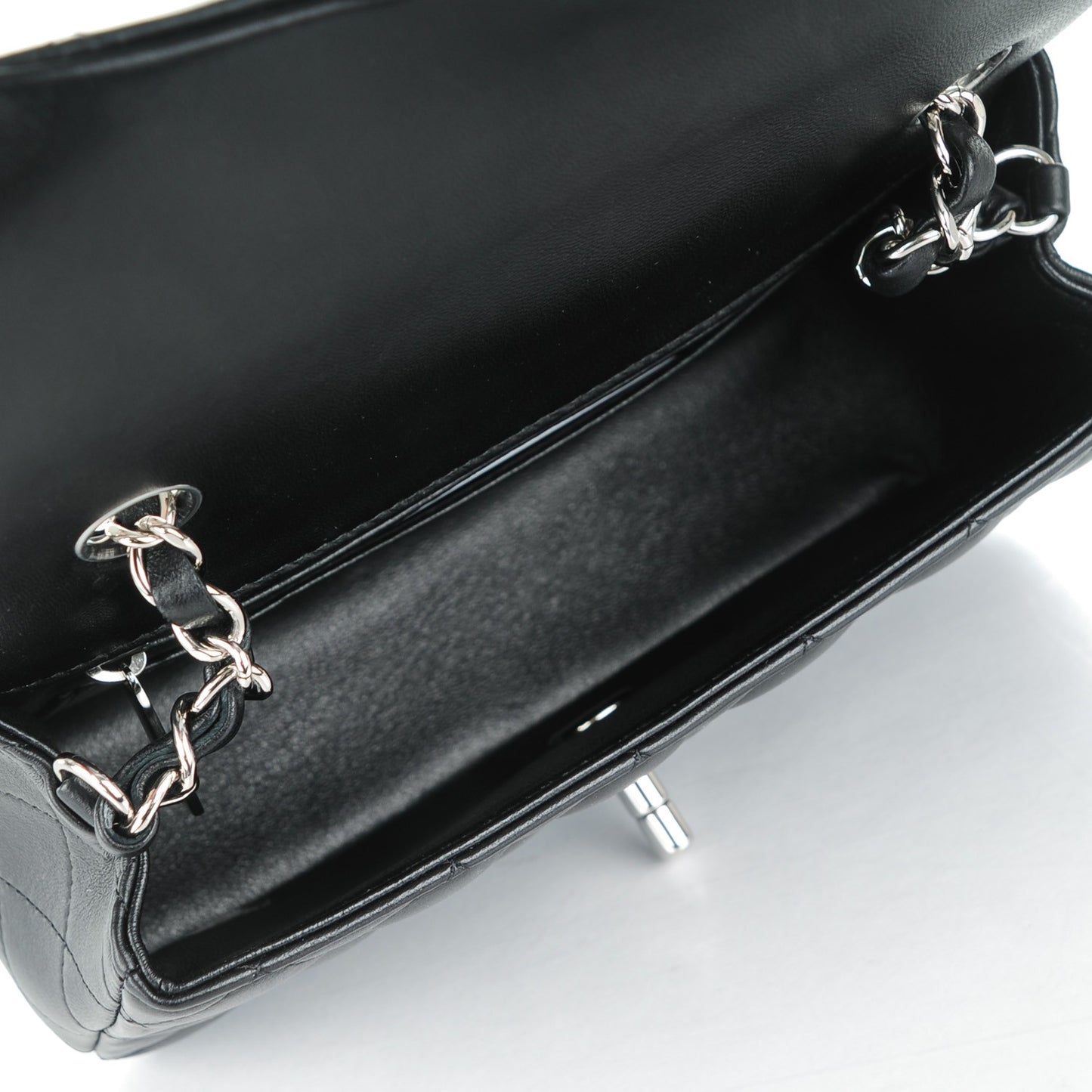 Lambskin Quilted Mini Rectangular Flap Black