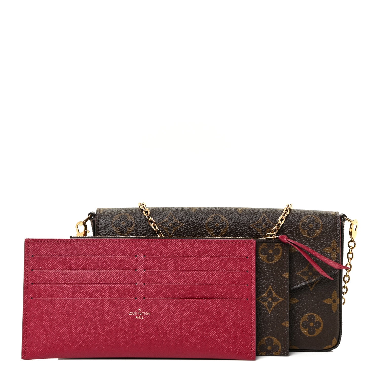 Louis Vuitton Monogram Pochette Felicie Chain Wallet Fuchsia 3 of 11