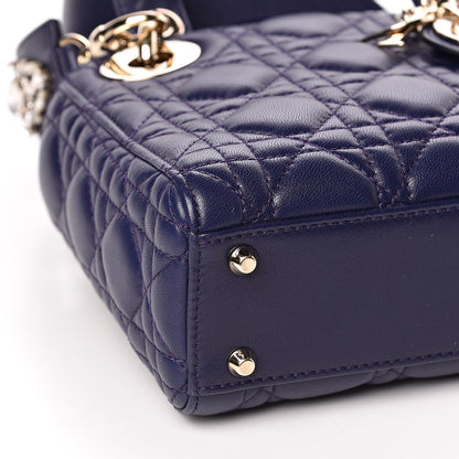 Christian Dior Lambskin Cannage Crystal Mini Lady Dior Navy Blue 8 of 11
