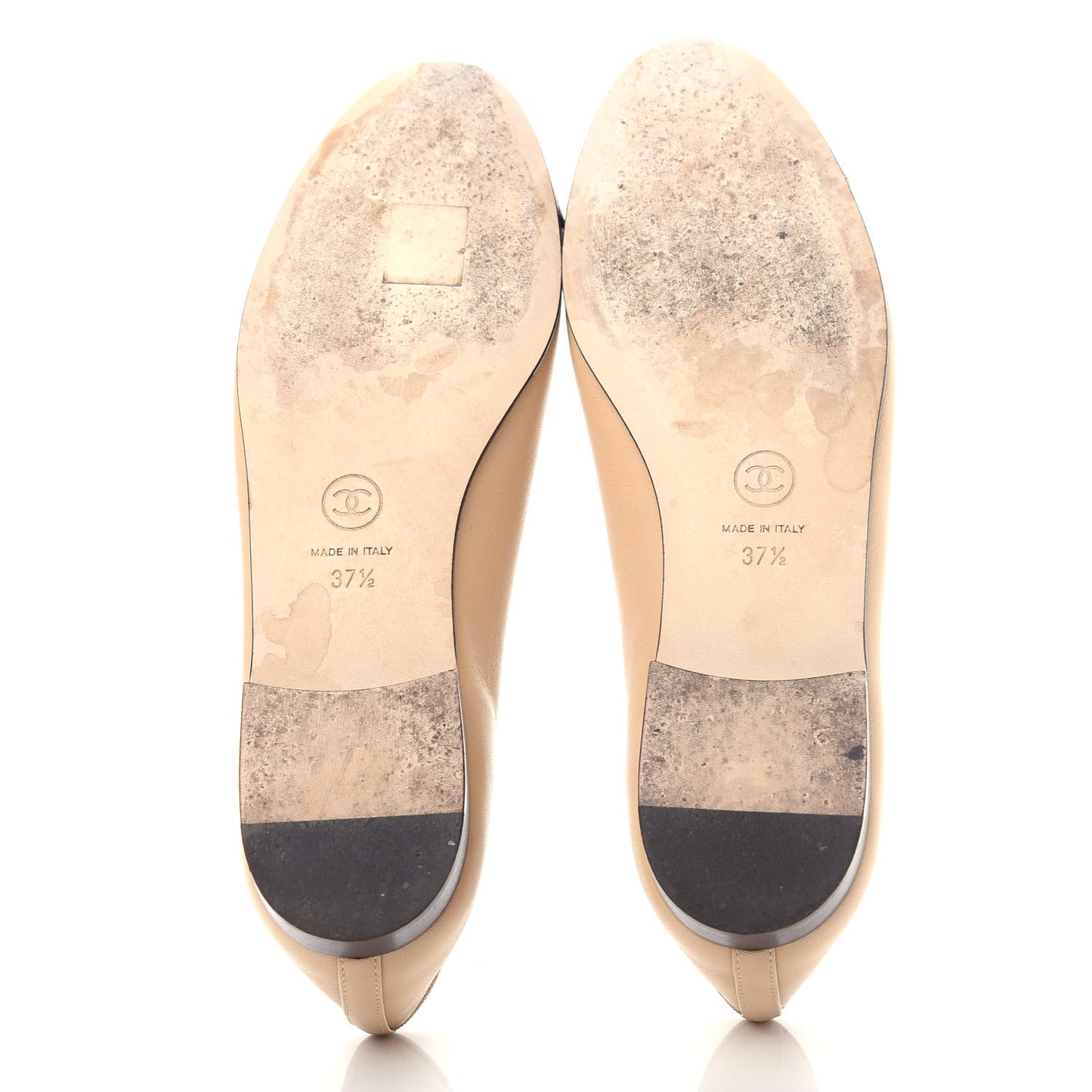 Lambskin Cap Toe CC Ballerina Flats 37.5 Beige Black