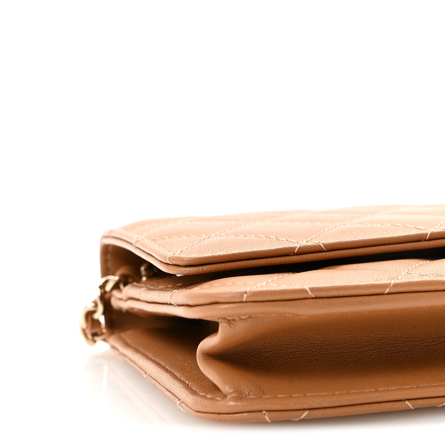 Chanel Lambskin Quilted Trendy CC Wallet On Chain WOC Camel 10 of 12
