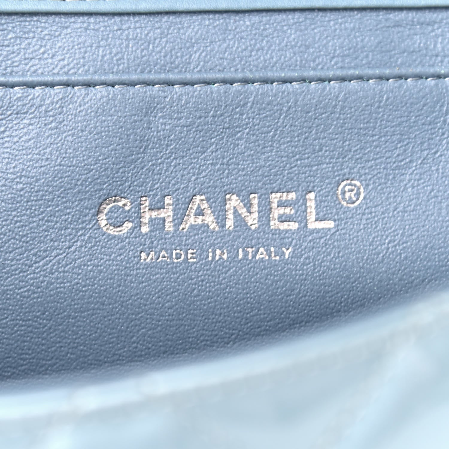 Chanel Patent Quilted Clutch With Chain Flap Blue 6 of 10