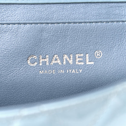 Chanel Patent Quilted Clutch With Chain Flap Blue 6 of 10