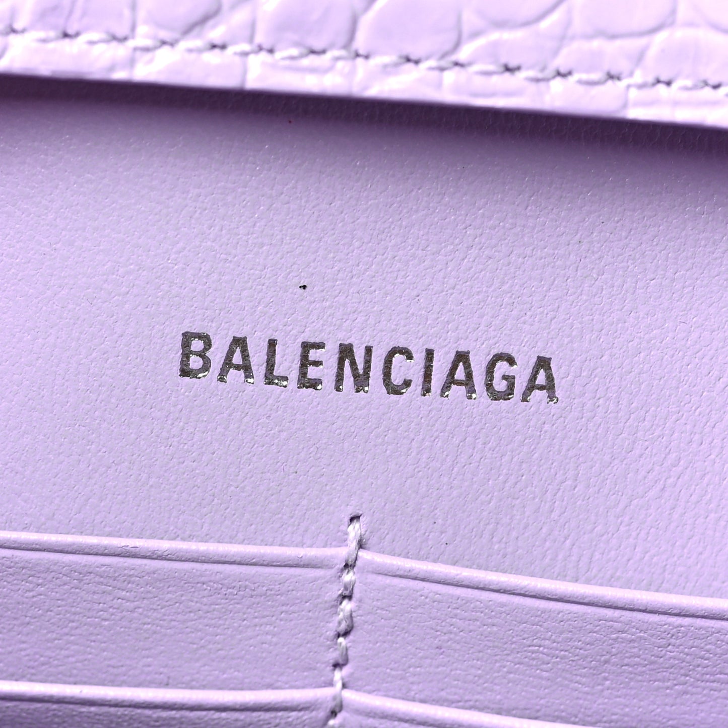 Shiny Calfskin Crocodile Embossed Hourglass Chain Bag Lilac
