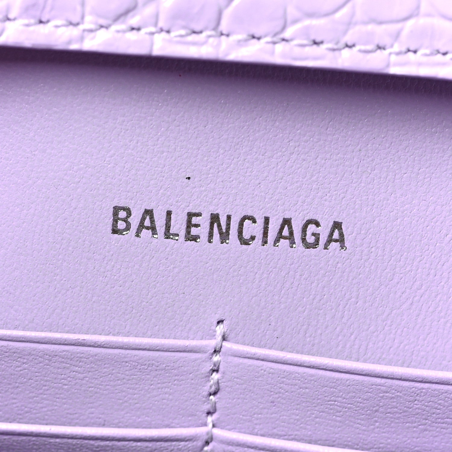 Balenciaga Shiny Calfskin Crocodile Embossed Hourglass Chain Bag Lilac 6 of 8