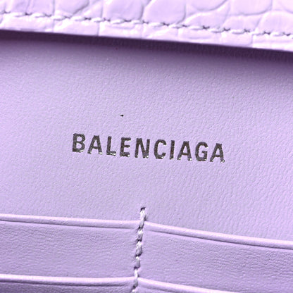 Balenciaga Shiny Calfskin Crocodile Embossed Hourglass Chain Bag Lilac 6 of 8