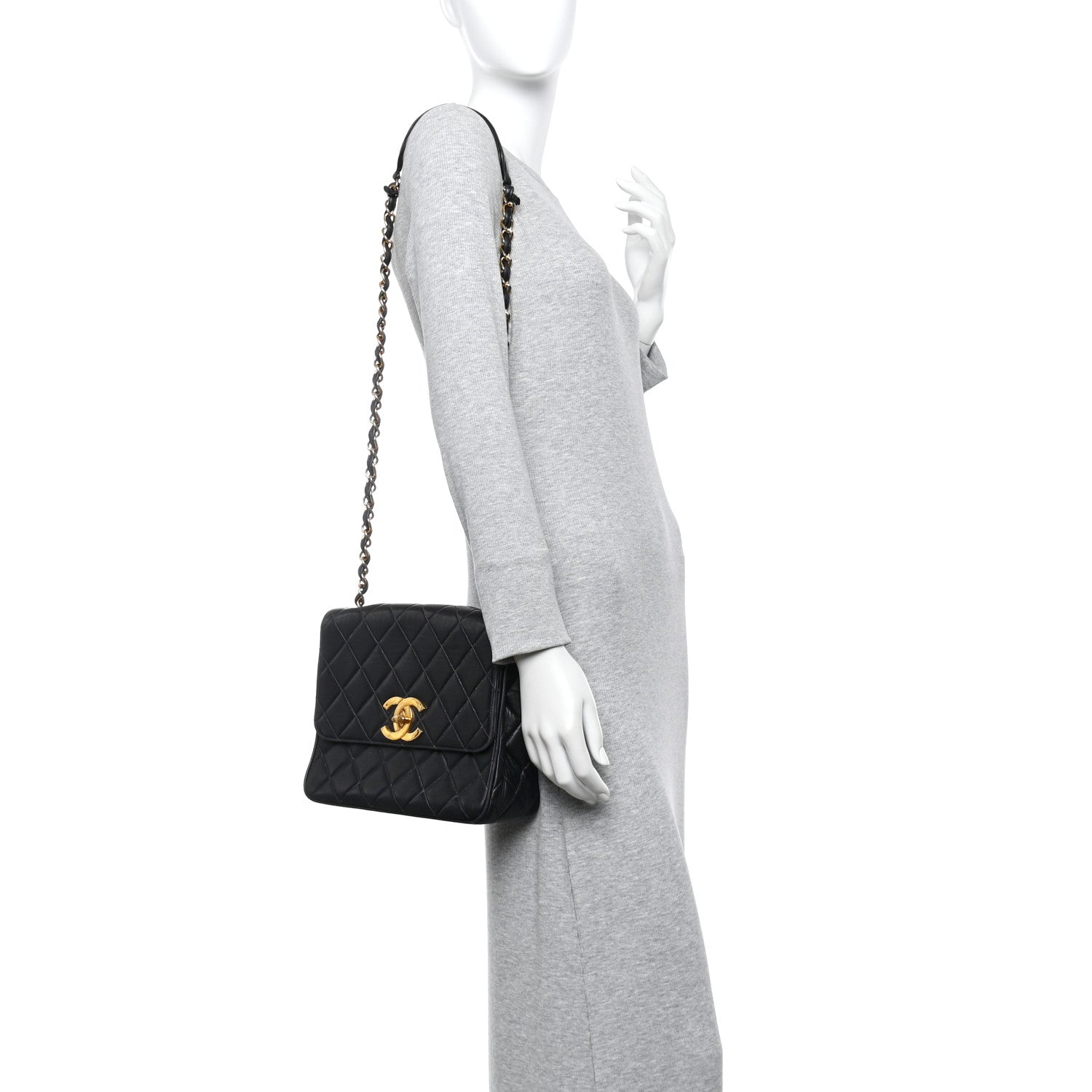Chanel Lambskin Quilted Medium Single Flap Black 2 of 12