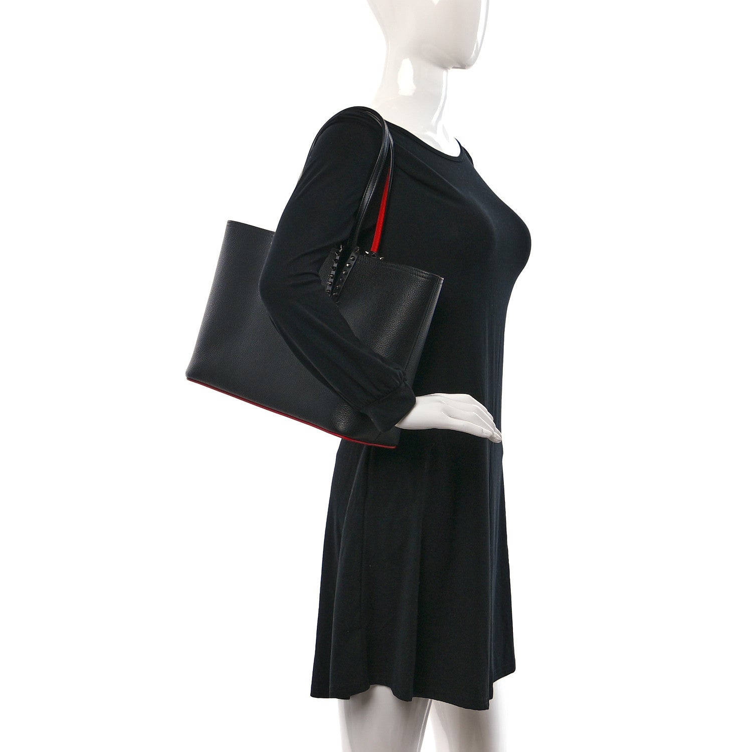 Christian Louboutin Calfskin Empire Spikes Small East West Cabata Tote Black 2 of 10