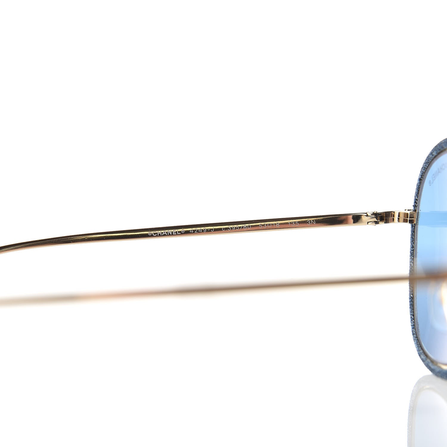 Chanel Metal Denim Pilot Sunglasses 4249-J Gold Dark Blue 5 of 7