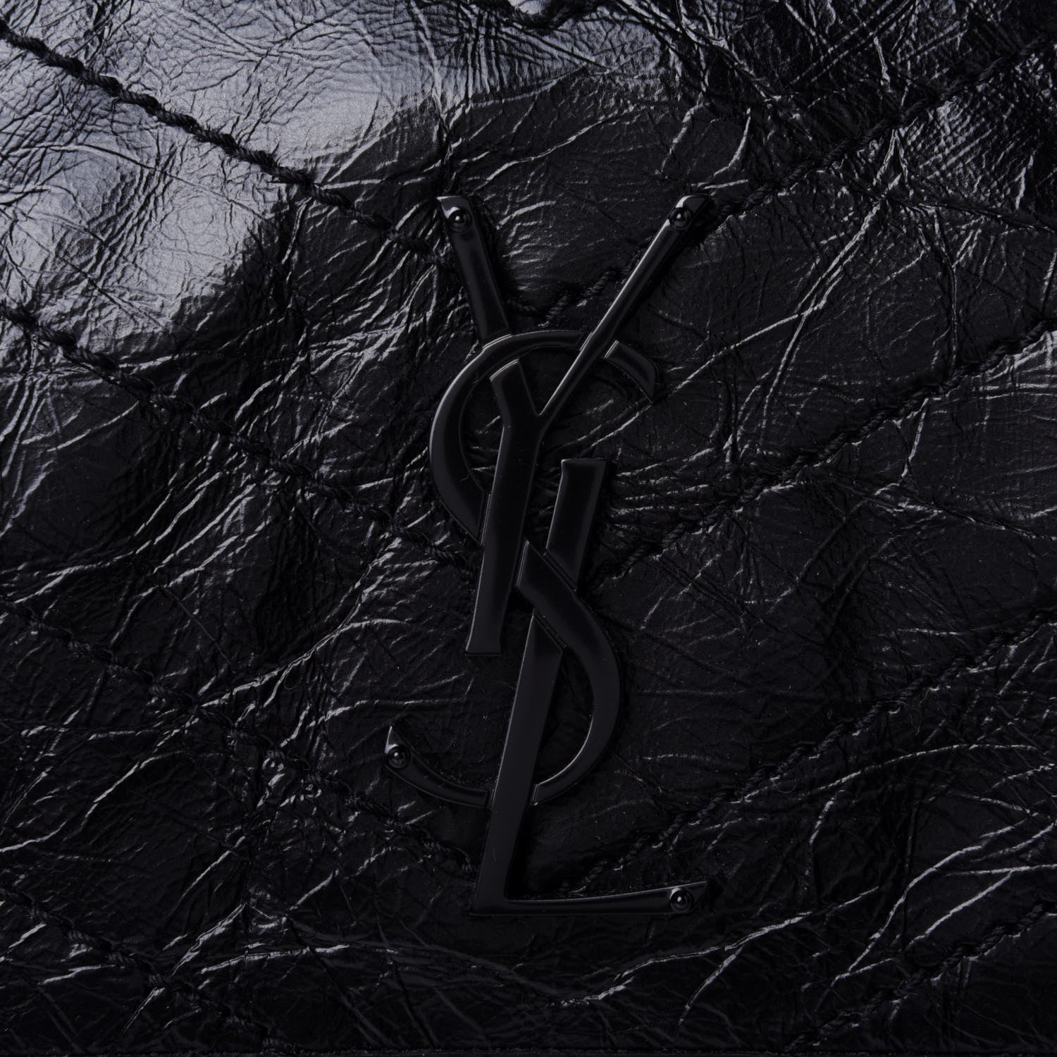 Saint Laurent Crinkled Calfskin Matelasse Monogram Medium Niki Chain Satchel Black 4 of 4