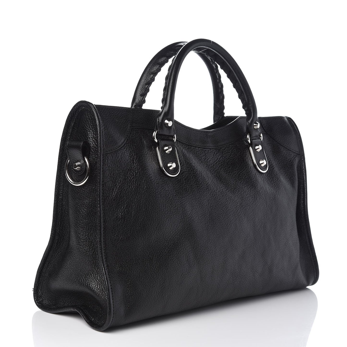 Chevre Silver Metallic Edge Hardware City Black