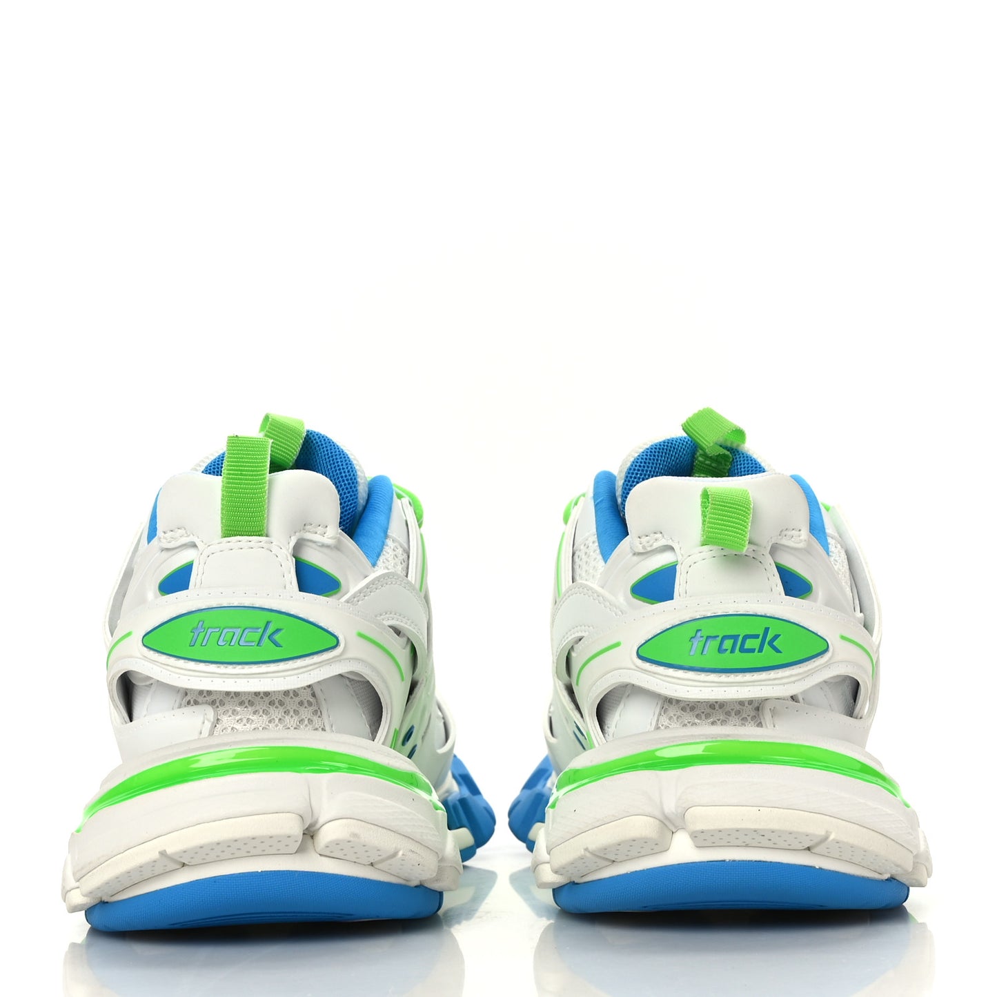 Mesh Rubber Womens Track Sneakers 37 White Green Blue