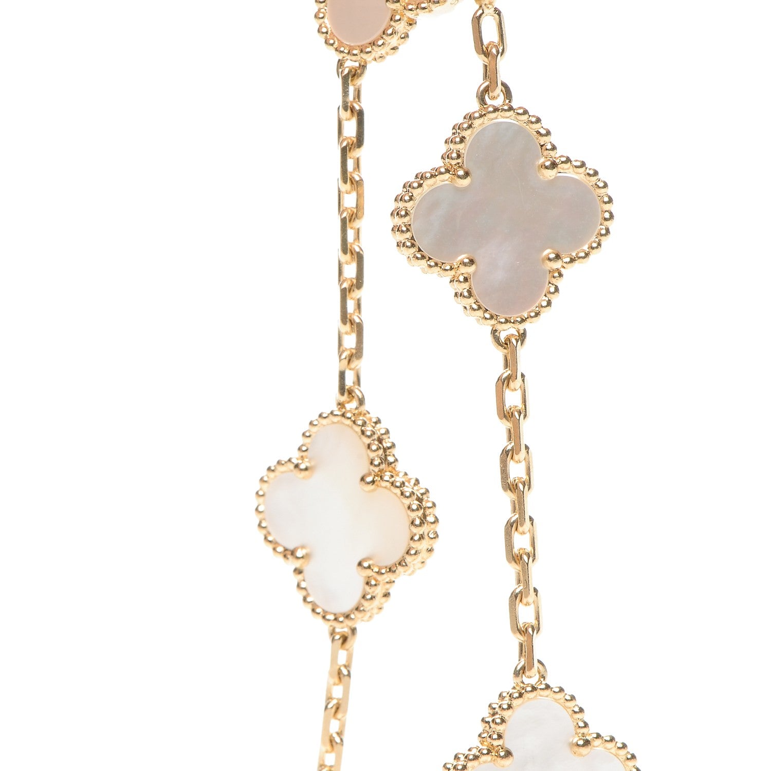 Van Cleef & Arpels 18K Yellow Gold Mother of Pearl 5 Motifs Vintage Alhambra Bracelet 4 of 8